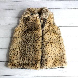 Zara Girl's Sleeveless Faux Fur Jacket Vest XS 110 4 5 Brown Tan Animal
